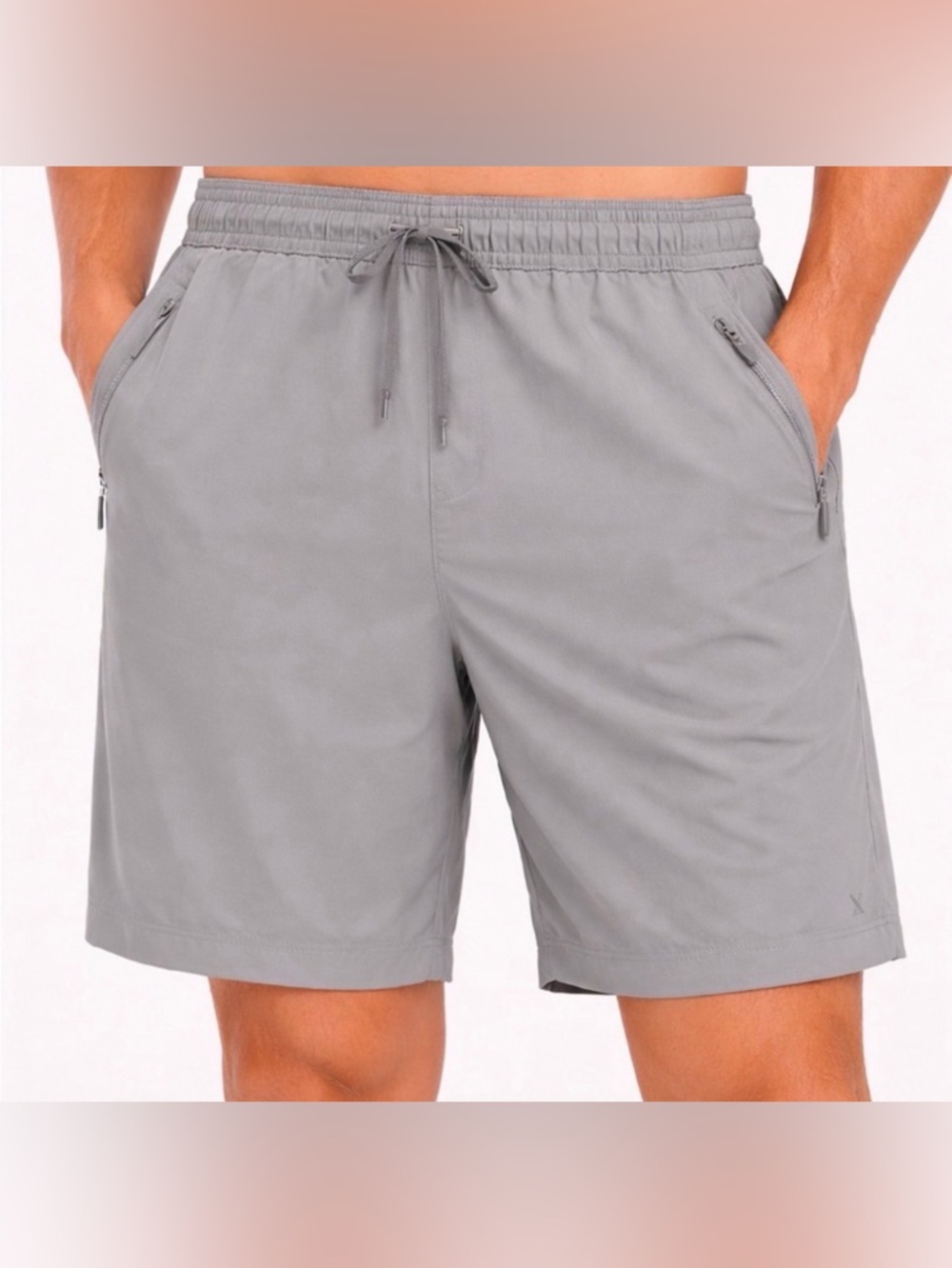 Soybu Men’s Size XL Light Gray Athletic Shorts with Zipper Pockets –(A275)✨